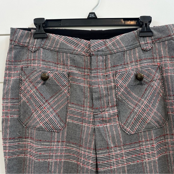 Free People Plaid Flare Pants Grey Brown Retro - Picture 3 of 7